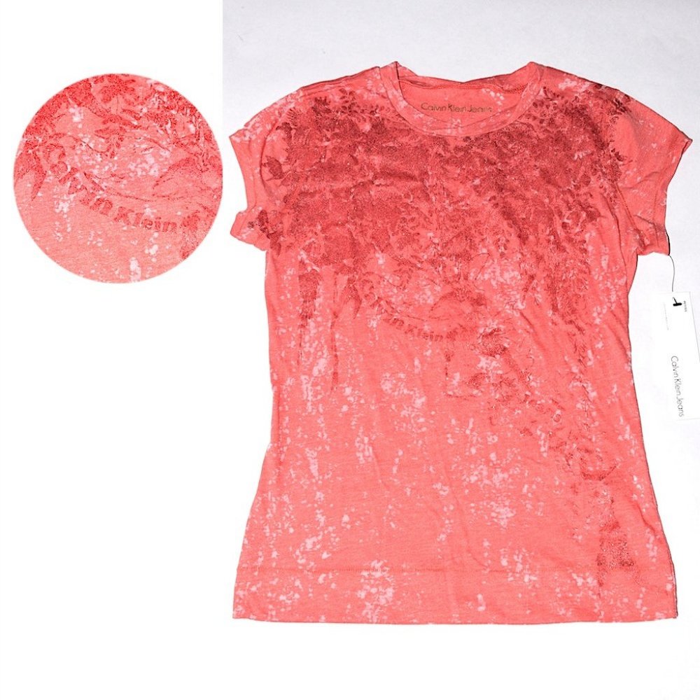 *HP* NWT Calvin Klein Jeans Glitter Burnout Logo T